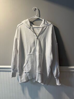 Aerie Oversized White Zip Up small